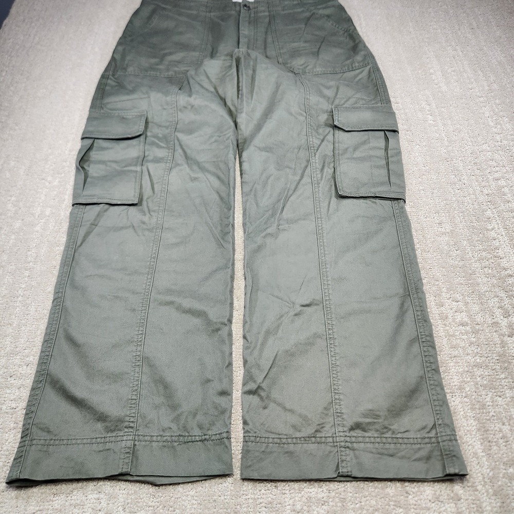 Abercrombie & Fitch Pants Women 32 14 Green Baggy Cargo‎ Wide Leg Elastic Waist